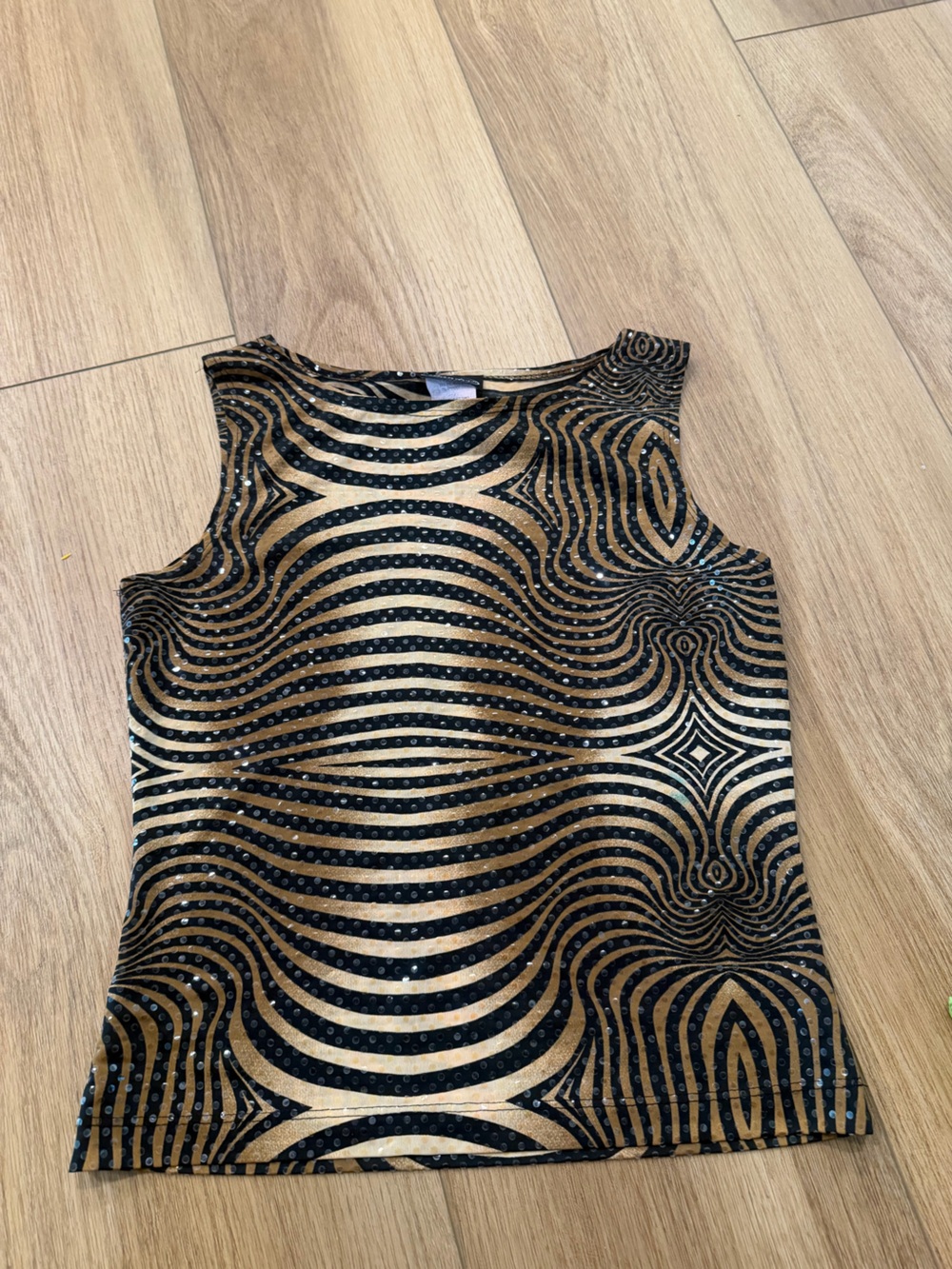 mandee Metallic Gold & Black Patterned Camisole
